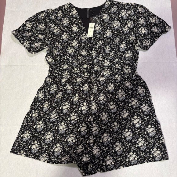 Anthropologie Katerina button front Floral Print boho Short Sleeve Romper XL - Picture 4 of 14